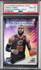 2018 PANINI DONRUSS OPTIC LEAGUE LEADERS HOLO #9 LEBRON JAMES PSA 10