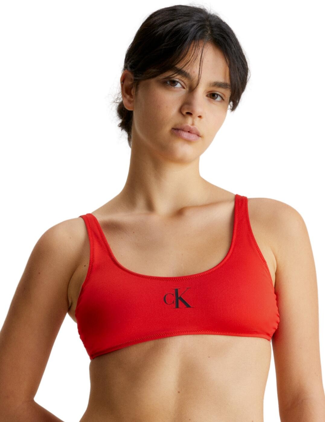 S - 10 Calvin Klein CK Monogram Bikini Top Bralette Wireless Swimwear KW0KW01971