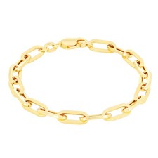 10k or Jaune 5mm Trombone Chaîne Jaseron Câble Bracelet Lien Homme Femmes 19.1cm