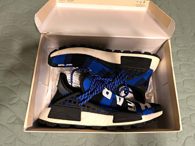adidas NMD Hu Pharrell x BBC Human Race Trail Blue Plaid Low Top EF7387