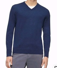 100 Merino Wool V-neck Pullover Calvin Klein Sweater Men's Size M Preppy
