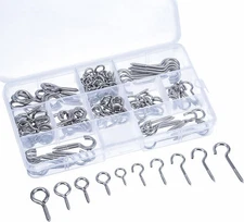 Bememo Screw Hooks and Eyes Kit, Assortment Size Ceiling Silver 
