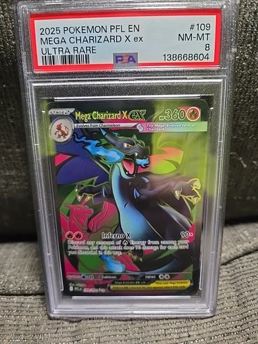 Mega Charizard X ex 109/094 Ultra Rare Me02: Phantasmal Flames Psa 8