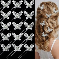 15 Pieces Butterfly Hair Pin Butterfly Hair Clips alloy Rhinestone Crystal Pe...