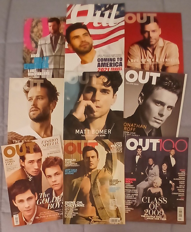 Pride Pack OUT MAGAZINE 9 issue lot Ricky Martin, Groff, Matt Bomer, LGBT  (2)