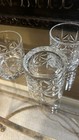 Set of 3 Etched Cut Crystal Whiskey Old Fashion Clear Glasses Low Ball Barware — photo 6