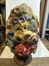 Holland Mold Flower Vase Bouquet Topiary Ceramic Vintage 14 In Tall Home Decor