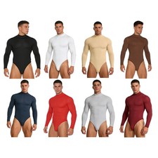 Men One-Piece Opaque Unitard Adult Bodysuit Thongs Jumpsuit Workout Underwear