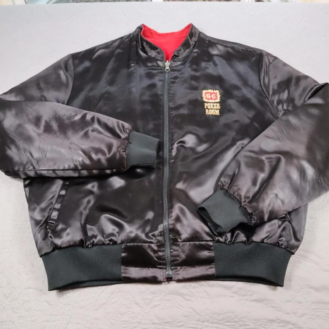 VTG Gold Coast Poker Tournament Las Vegas Jacket Factory Bomber Jacket Mens 2XL - product detail image 2