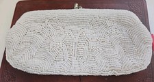 Vtg Garay Clutch Evening Handbag Purse Beaded White Off White Made In Japan