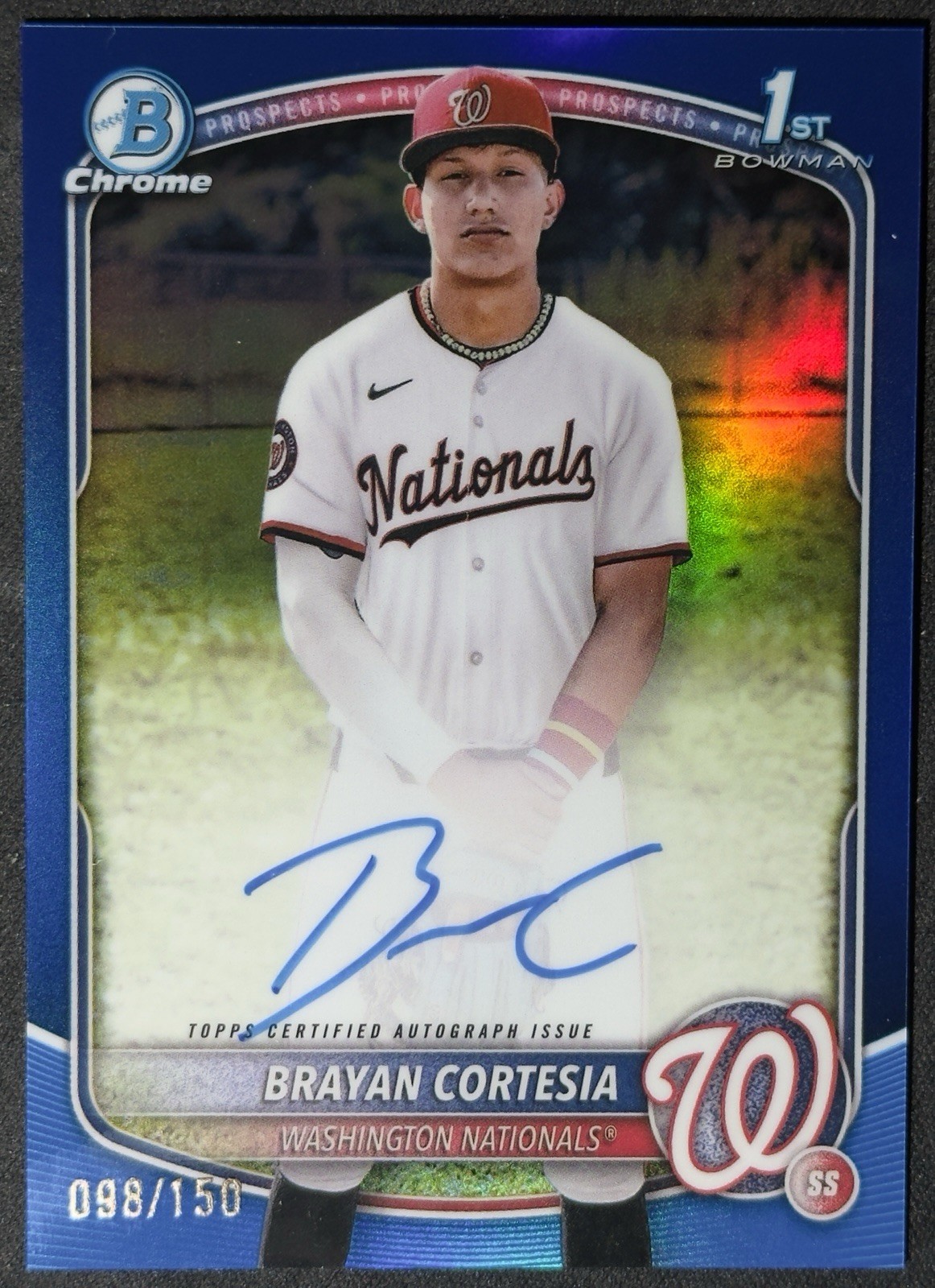 2025 BOWMAN CHROME 1ST TRUE BLUE REFRACTOR AUTO /150 BRAYAN CORTESIA NATIONALS