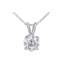 3/4ct F VS2 Round Natural Certified Diamond 950 Plat. Classic Solitaire Pendant