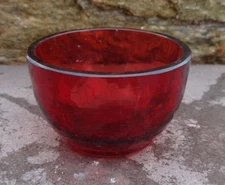 Cut/Polished Rim Ruby Red Glass Open Salt Dip, Cellar, Dish!