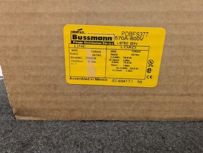 New, Cooper Bussmann, PDBFS377, Power Dist. Block , FINGER SAFE ASSEMBLY
