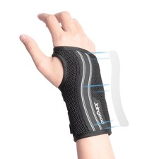 Carpal Tunnel Wrist Brace with Wrist Support - Light Gray on Black, Right, Large