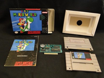Super Mario World SNES Complete CIB Manual,Dust, Fan Art Box-Minor imperfections