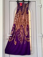 NEW WITH TAGS PURPLE / BROWN STRETCHY ANIMAL PRINT MAXI DRESS SIZE 14 - 16