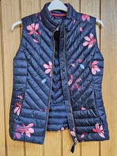 Joules quilted navy floral gilet side pockets size 12 Vgc