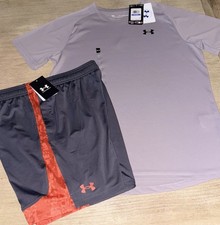 NWT Under Armour UA Tech 2.0 Tee  Vent Print Blocked Shorts Boys  XL Castlerock