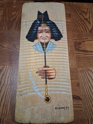 Handbemaltes Indianer Vintage Waschbrett signiert