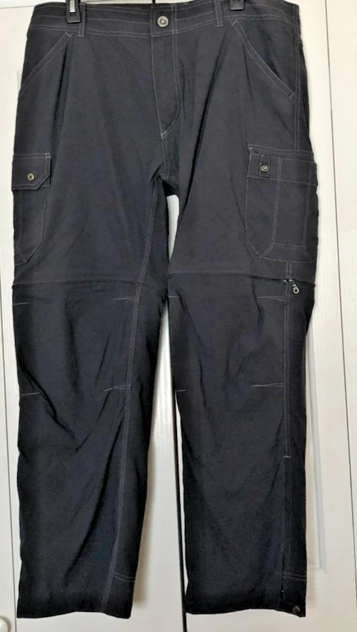 Kuhl Renegade Stealth Convertible Pants Mens 38x30 Gray Zip Cargo Outdoor Hiking
