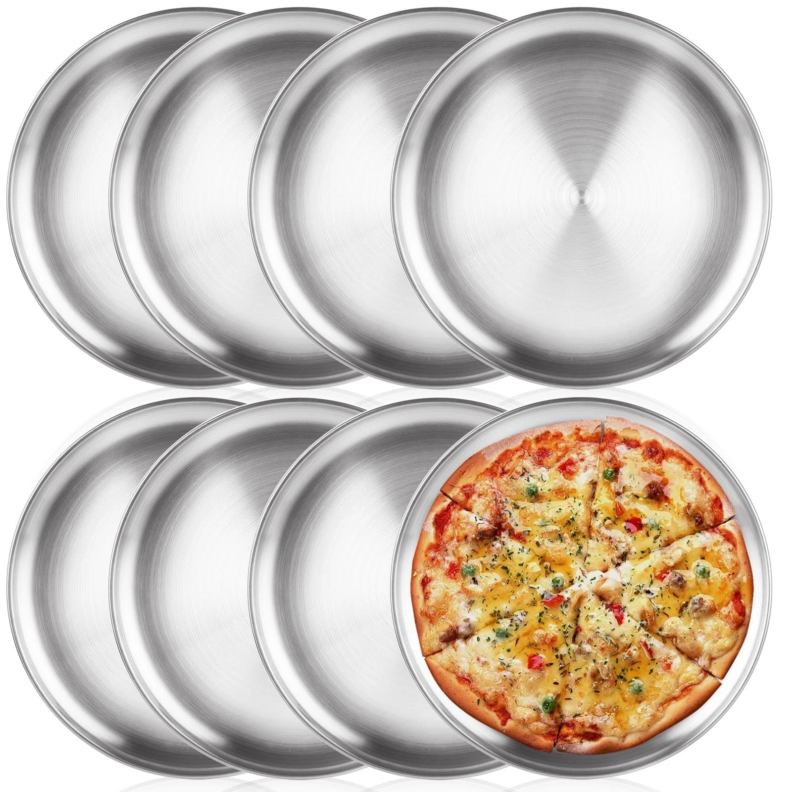 8 PCS 8 Inch Personal Pizza Pans Stainless Steel Small Round Pizza Pan Set
Opens in a new window or