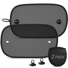 Car Sun Shade, 2 Pack Window Shade for Baby Universal Cling Sunshade Black:M