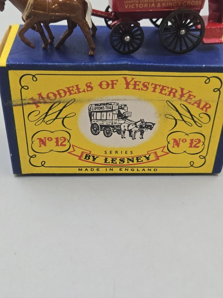 Vintage 1950s Matchbox Lesney Models Of Yesteryear #12 Horse Bus (Lipton Tea)... - Image 4 of 4