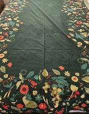 Tag Home Decor Cotton Tablecloth Green Fruit Flowers Made In India 106 X 62 W