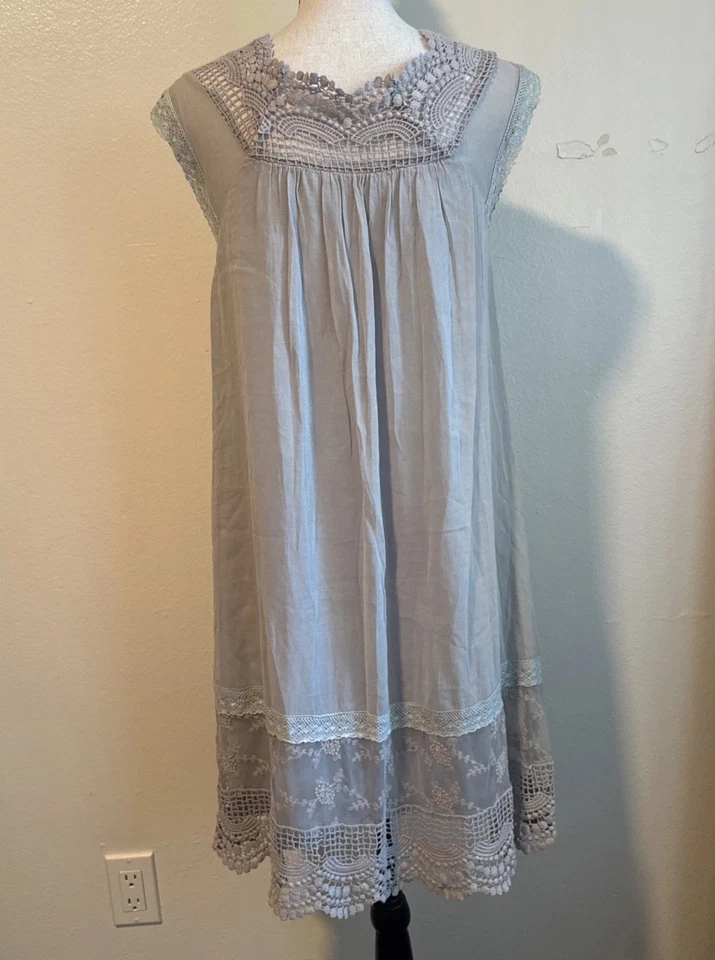 Vestido bohemio bordado con ribete de ganchillo Hazel con ribete de encaje mediano para mujer” Foto 4 de 4