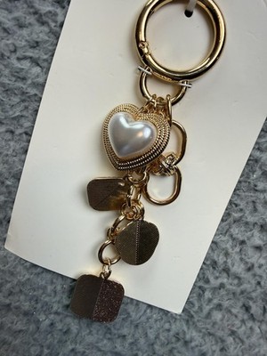 チャーム A New Day Bag Charm Womens One Size Gold Heart Pearl Purse Key