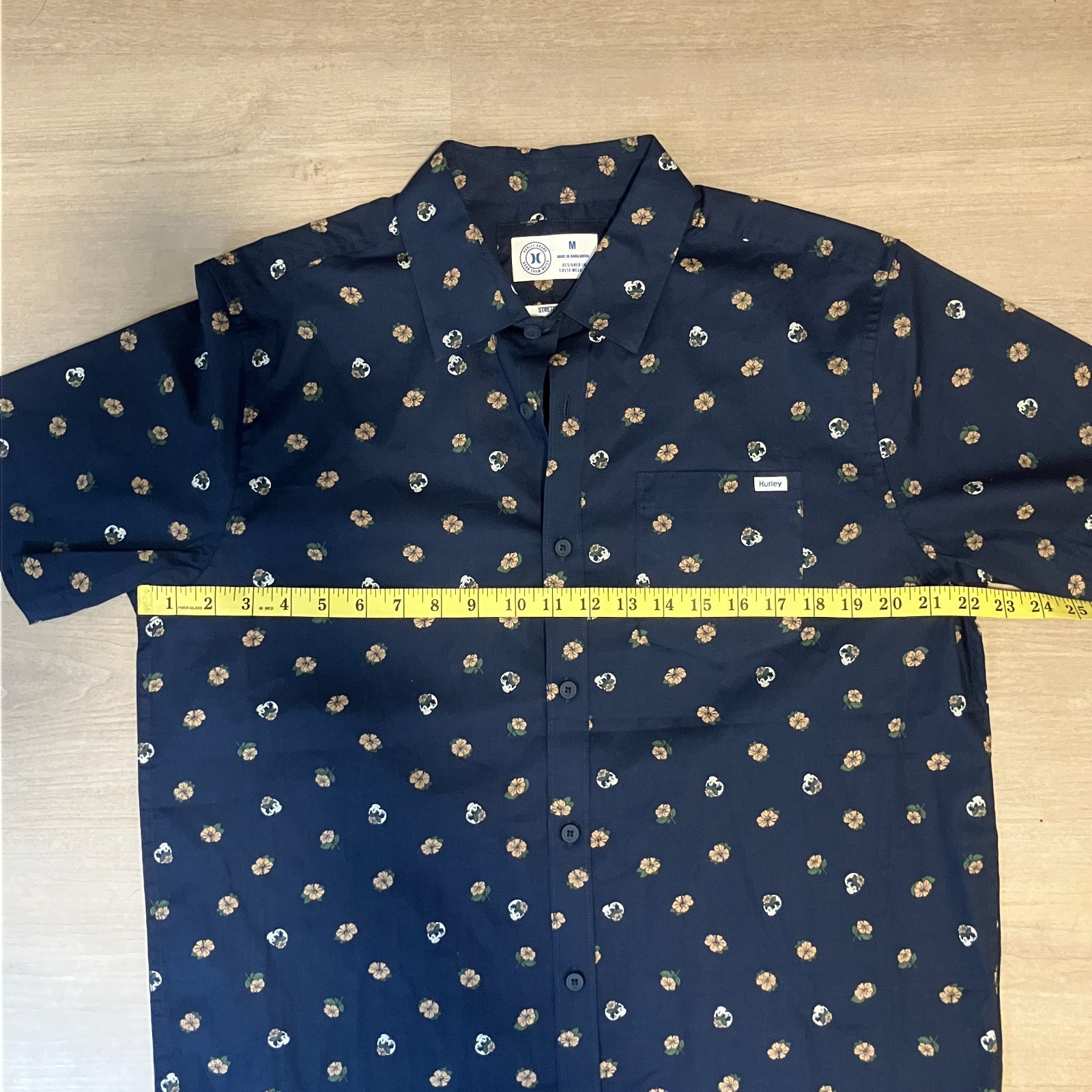 Hurley Mens Medium Stretch Fit Navy Blue Short Sleeve Button Up Shirt image 7