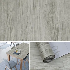 Grey Wood Peel and Stick Wallpaper Wood Grain Paper for Cabinets Countertops ...