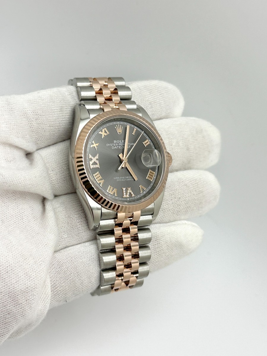 2024 Rolex Datejust 36 126231 Slate Roman Diamond 18k Rose Gold