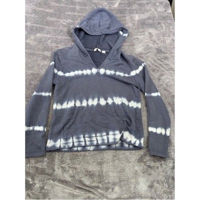 ROXY Women's M/L Blue Tie-Dye Sweatshirt - Boho Beach Hooded Top - Casual Lounge