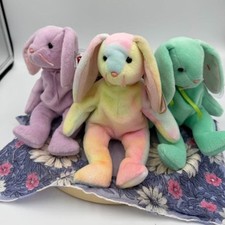 Ty Beanie Babies Hippity, Floppity  Hippie Bunnies, 96 Vintage Easter Gift, New