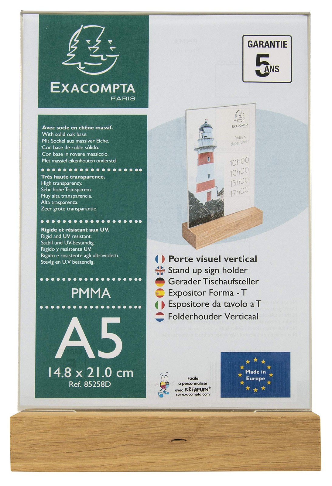 Exacompta - Ref 85258D - Sign Holder with Wooden Base - Suitable for A5 Document 4590₽