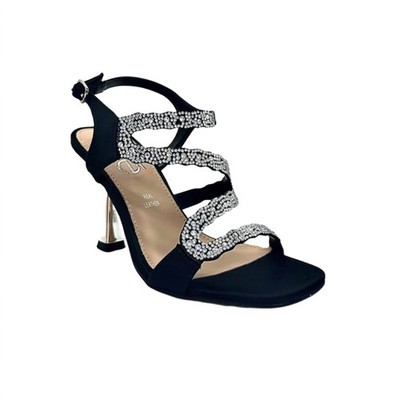 Exe Women's Alberta Sandals Black With Silver Stones