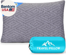 Travel Pillow for Sleeping Camping, Memory Foam Small Pillow with Breathable Cov