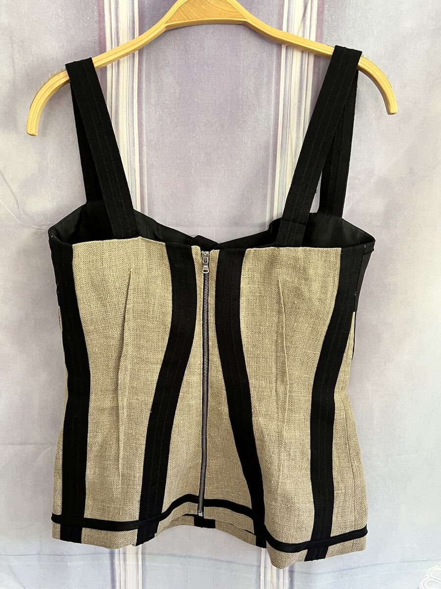D&G Dolce & Gabbana Linen Silk Top Bustier 42/6 Back Zip D&G Dolce & Gabbana Linen Silk Top Bustier 42/6 Back Zip