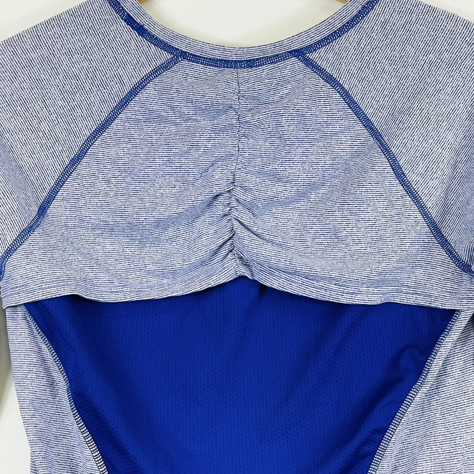 Lucy Activewear Purple Stripe Long Sleeve Mesh Back Top Shirt Womens Medium - Image 4 of 4