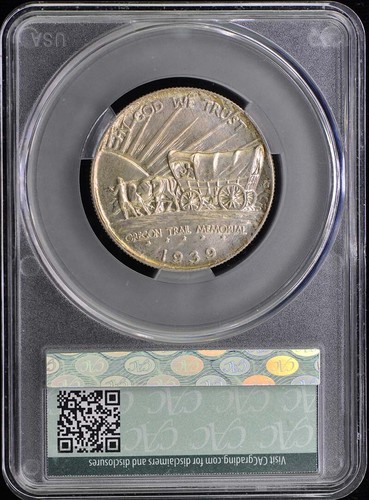OREGON 1939 50C Silver Commemorative CACG MS66 (CAC) - Picture 2 of 4