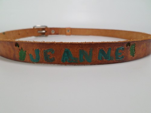 Jeanne Tooled Leather Belt Star Flower Leaf Distressed Western Cowgirl Brown 28 - Picture 6 of 10