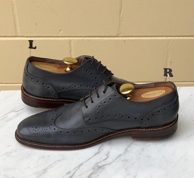 Joseph Abboud Size US 8.5 Gray Wingtip Oxford Men display picture 3