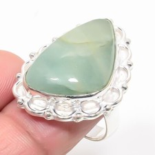 Natural Green Aventurine Gemstone 925 Sterling Silver Jewelry Ring Size 7 USA 