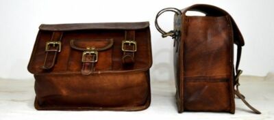 Made In Italie : Grosse Sacoche / Sac / Malle en Cuir véritable couleur