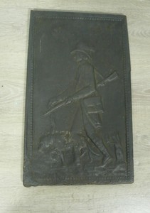 Fine Antique Cast Iron Fireplace Back Plate A Hunter And His Dog