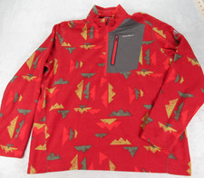 Eddie Bauer Sweater Mens Size XL Red Mountains First Ascent 1/4 Zip Lightweight