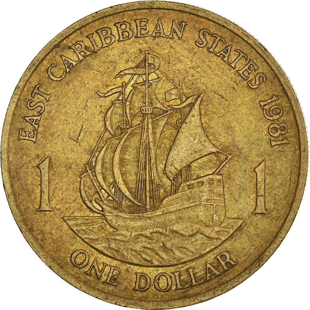 Eastern Caribbean States 1 Dollar Coin | Golden Hind Ship | 1981