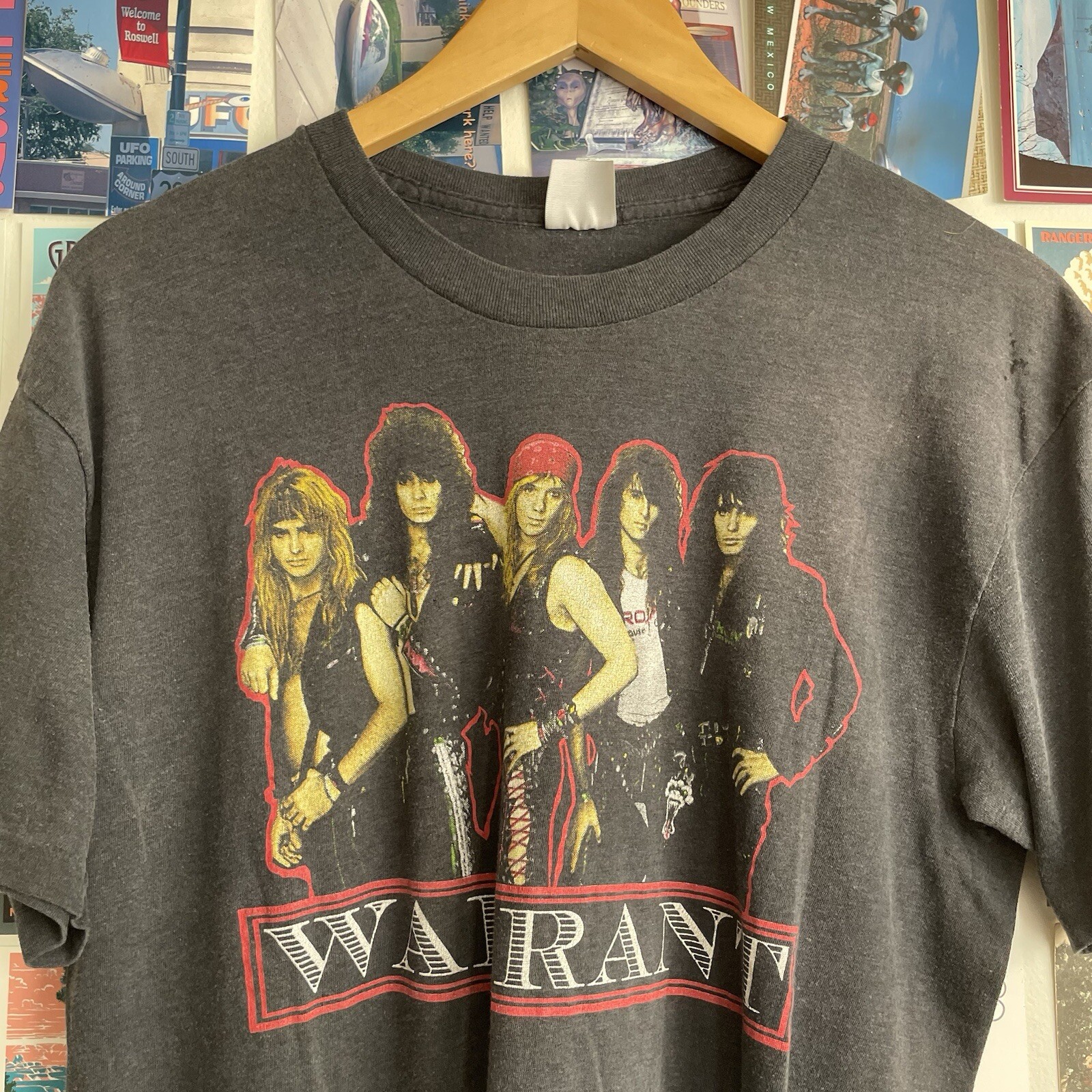 Vintage Warrant Shirt Adult L 1989 Graphic Faded Black Band Music 80s USA Made